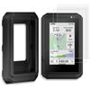 INNOSURE Custodia in silicone + vetro protettivo per Garmin eTrex Touch GPS portatile da 3 pollici, antiurto, vetro trasparente e opaco HD (nero)