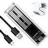 Vyksten M2 SSD Case SATA NGFF USB C, adattatore USB M2 SSD 5 Gbit s, per B Key e B plus M Key 2230 2242 2260 2280, design trasparente, soluzione esterna per computer portatile, backup dati, casa, studenti
