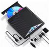 DAHAIHLAN Masterizzatore DVD CD Esterno, 7 in 1 con 4 Porte USB e Lettore TF/SD | Lettore CD/DVD-RW, Include Cavo USB 3.0 e Cavo Ausiliario USB-C, Compatibile con Computer Windows, Mac OS e Apple