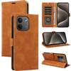 LACAE Cover a Libro per Xiaomi Redmi Note 17 Pro Max | Custodia con 4 Slot per Carte, Protezione RFID, Pelle PU, Chiusura Magnetica e Supporto, Brown
