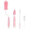 Vicloon Spazzola per Biberon, 4 Pezzi Silicone Pulizia Biberon e Ciuccio, Scovolino in Silicone con Foro per Appendere, Pulizia di Bottiglie d'Acqua Thermos Bicchieri di Vetro, Rosa