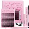 GLAMLASH Ciglia Finte Ciuffetti Kit Extension Ciglia Lash Clusters con Bond e Rimuoviciglia 8-16mm,DIY Eyelash Extension Kit (DM-FD05)