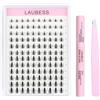 LAUBESS Ciglia Finte Ciuffetti Kit Extension Ciglia LAUBESS Lash Clusters Kit Colla Ciglia Finte Waterproof Pinzette Wet Manga Ciuffetti Ciglia Finte Kit (Kit Fairy-0.07D-Mix8-16)