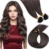 LaaVoo Extension Capelli Veri cheratina Marrone Moka 60cm 100g 100 Ciocche | Bongdings - Extension in capelli veri Remy, con cheratina, 1 g/s, colore: marrone moka
