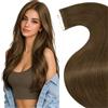 LaaVoo Extension Capelli Veri Biadesivo Naturale Marrone 30cm 30g 20pcs | Extension adesive invisibili, capelli veri Remy, castano scuro, capelli lisci