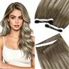 LaaVoo Extension Capelli Veri Biadesivo Genius PU Trama Balayage Marrone Chiaro e Biondo Platino 45cm 50g 1pcs, Capelli Remy, Leggeri e Invisibili, per Ufficio e Quotidiano #8-60-8