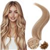 Elailite Extension Cheratina Capelli Veri 1 Grammo Balayage, 25 Ciocche 100% Human Hair Indiani 35cm 20g #18/#613 Beige Sabbia Biondo/Biondo Chiaro