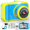 CHAKEYAKE Macchina Fotografica Bambini | 3,5" Ampio Display | 360° Obiettivo Zoom Rotante | 1080P HD Fotocamera Digitali Bambini con Selfies | Flash | Scheda da 32G | Regalo Bambina e Bambino 3-12 Anni | Blu