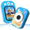 CHAKEYAKE Macchina Fotografica Bambini, 1080P IP67 Fotocamera Impermeabile Bambini con Zoom 10X, Schermo 2.4'', Scheda 32GB Inclusa, Giocattolo per Piscina e Spiaggia, Regalo per 3-12 Anni, Blu