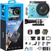 AKASO EK7000 Action Cam 4K 30FPS, WiFi 20MP Fotocamera Subacquea 30M, Videocamera Stabilizzata Caricabatterie con 2 Batterie Angolo di 170° Telecomando 2.4G e Kit Accesorios Multiples (Blu)
