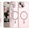 YUANDMI Cover Magnetica per iPhone 14 Plus Compatibile con MagSafe, Custodia Per iPhone 14 Plus Traslucida Opaca Case Ultra-Sottile Silicone Anti-Scivolo Resistente ai Graffi, Rosa