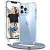 Vaykwo Trasparente Cover con Cordino per iPhone 13 Pro Max 6,7'', Blu | Custodia con Collana, Regolabile e rimovibile, Trasparente Case con Laccio Tracolla,
