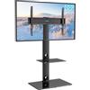 BONTEC Universale Supporto TV da pavimento per TV da 30-70 pollici LED OLED LCD, Porta TV da Terra Regolabile in Altezza con Ripiani in Vetro Temperato a 2 Livelli Max VESA 600x400mm, Fino a 40KG