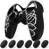 PlayVital Cover Controller per ps5, Custodia Compatibile con Base Ricarica | Copertura Protettiva Silicone Antiscivolo, 6 Copri Levette Analogiche per ps5 Joystick, Teschio Scolpito Bianco