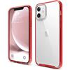 elago Cover Ibrida Clear per iPhone 12/iPhone 12 Pro (6,1") | Retro Rigido in PC, Paraurti Flessibile Antiurto, Anti-Ingiallimento (Rosso)
