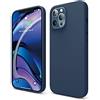 elago Cover in Silicone Liquido per iPhone 12 Pro Max (6,7") | Silicone Liquido Premium, Protezione Completa, Antiurto a 3 Strati (Blu Scuro)
