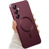 Amzfield Custodia Magnetica per Samsung Galaxy S25 Plus, Rosso Bordeaux | Compatibile con MagSafe, Custodia per Donna, Antiurto, Protezione Fotocamera, Antigraffio, Carina, Retro, Durevole