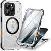 Lanhiem Cover per iPhone 16 Pro Max Compatibile con Mag-Safe, IP68 Impermeabile Antiurto [Protezione Schermo] Waterproof 360° Integrata Antipolvere Militare Subacquea Case per iPhone 16 Pro Max, Nero