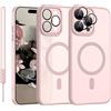YUANDMI Cover Magnetica per iPhone 15 Pro Max Compatibile con MagSafe, Custodia per iPhone 15 Pro Max Traslucida Opaca Case Resistente ai Graffi, Rosa
