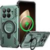 LVVFEI Cover Xiaomi 15T Pro 5G Custodia con Anello Magnetico, Compatibile Magsafe, Supporto Girevole a 120°, Ricarica Wireless, Design Dissipante il Calore - Verde