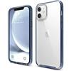 elago Cover Ibrida Clear per iPhone 12/iPhone 12 Pro (6,1") | Retro Rigido in PC, Paraurti Flessibile Antiurto, Anti-Ingiallimento (Blu Scuro)