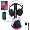 Tolesum Base Stazione di Ricarica per Controller PS5 con Cuffie RGB e Supporto per Controller, Porta Cuffie con 2 porte USB per Caricatore per Joystick Playstation 5 DualSense Edge Accessori Gaming