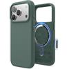 elago Cover Magnetica Premium in Silicone Liquido per iPhone 18 Pro/17 Pro | Compatibile con MagSafe, Tasto Controllo Fotocamera, Magneti N55, Interno in Microfibra, Presa Sicura (Verde Mezzanotte)