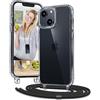 Vaykwo Trasparente Cover con Cordino per iPhone 13 Mini 5,4'', Nero | Custodia con Collana, Regolabile e rimovibile, Trasparente Case con Laccio Tracolla,