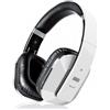 August EP650 Cuffie wireless over-ear, Bluetooth 5.1 aptX LL + NFC | Cuffie stereo con EQ, microfono per vivavoce, multipoint, aux 3,5 mm, archetto regolabile, 20 ore di riproduzione - Bianco
