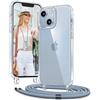Vaykwo Cover con Cordino per iPhone 14 / iPhone 13 6,1'', Blu | Custodia con Collana, Regolabile e rimovibile, Trasparente Case con Laccio Tracolla,