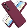Ikziwreo Cover per Samsung Galaxy S26 FE / S25 FE 5G - Bordeaux | 2 Proteggi Schermo in Vetro Temperato, Custodia in Silicone Morbido TPU Liquido, Case Protettiva Gomma Antiurto Resistente