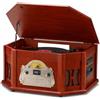 ORCC Giradischi 10 in 1, nostalgico per dischi in vinile con Bluetooth, 2 altoparlanti integrati, CD, cassetta, radio AM/FM, USB, slot SD, telecomando