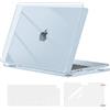 MOSISO Custodia Compatibile con MacBook Air 13,6 pollici Cover M5 M4 M3 M2 | Copritastiera & Pellicola & Case per MacBook Air 13'' Cover 2026 2025 2024 2023 2022 A3449 A2681, Cristallo Azzurro