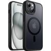 JETech Cover Magnetica Opaca per iPhone 15, Nero | Compatibile con MagSafe, Retro Traslucido, Custodia Protezione Antiurto Sottile