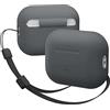 elago Cover in Silicone con Cordino per AirPods Pro 2 | Compatibile con AirPods Pro 2a Gen, Custodia Protettiva, LED Visibile (Grigio Scuro)