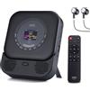 August SE15 Lettore CD portatile Bluetooth 5.3 ricaricabile con auricolari | Lettore CD/MP3 personale con Audio In/Out 3.5mm, anti-skip, repeat, montaggio a parete e telecomando per casa/auto - Nero