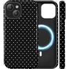 Amzfield Custodia Cover Magnetica per iPhone 14 Plus, a Pois Antiurto, Nero | Custodia a Pois, Compatibile con Mag-Safe Doppio Strato Antiurto Bordi Rialzati Schermo Fotocamera, Carina per Ragazza Donna