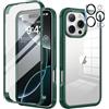 seacosmo Cover per iPhone 16 Pro, Vetro Temperato 9H Integrato per Schermo, Pellicola HD per Protezione Fotocamera, Custodia Rugged 360 Gradi Antiurto, Fronte e Retro Doppia Faccia Case, Verde
