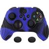 eXtremeRate PlayVital Custodia Silicone per Xbox Series X S Controller | Cover Skin Protettiva Antiscivolo, 2 Gommini Copri Levette Analogiche, Edizione Samurai - Blu Nero