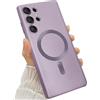 Amzfield Custodia Magnetica per Samsung Galaxy S24 Ultra, Opaca, Viola | Compatibile con MagSafe, Custodia per Donna, Antiurto, Protezione Fotocamera, Antigraffio, Carina, Retro, Durevole