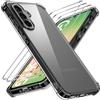 iVoler Anti Ingiallimento Chiaro Cover per Samsung Galaxy A56 5G con 2 Pezzi Vetro Temperato, Custodia Antiurto Trasparente per Assorbimento degli Urti con Paraurti in TPU Morbido Sottile Case - Nero