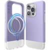 elago Cover Magnetica Glide per iPhone 15 Pro | Compatibile con MagSafe, Design Bicolore, PC + TPU, Protezione Completa, Protezione Fotocamera Migliorata (Viola/Trasparente)