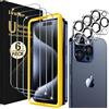 iVoler 3+3 Pezzi Pellicola Vetro Temperato per iPhone 15 pro max 6.7" | con 3 Pellicole Protettive, 3 Pellicole Fotocamera, durezza 9H, cornice di installazione, Anti Graffio, senza bolle