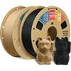 OVERTURE Matte PLA Filamento 1,75 mm Nero & Marrone Chiaro, 2kg Matt | Opaco PLA - Neatly Wound - Finitura Opaca - Profondo - Precisione Dimensionale±0,02 mm - per Stampante 3D FDM