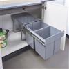[en.casa] Pattumiera Estraibile con 2 Secchi Raccolta Differenziata con Sistema di Estrazione Scorrevole Bidoni Sotto Lavello 2 x 15 L - 48 x 34 x 35 cm Grigio