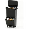 LIFEZEAL Pattumiera Differenziata a 3 Scomparti, Stretto, Coperchio a Pressione, Pedale, 4 Ruote, 2 Maniglie, Cestino Spazzatura Rimovibile, Bidoni Interno, Secchio Rifiuti, Cucina (Nero, 36 L)