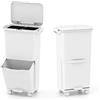 LIFEZEAL Pattumiera Differenziata a 3 Scomparti, Stretto, Coperchio a Pressione, Pedale, 4 Ruote, 2 Maniglie, Cestino Spazzatura Rimovibile, Bidoni Interno, Secchio Rifiuti, Cucina (Bianco, 36 L)