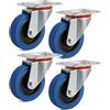 Wiltec Set 4 ruote girevoli da trasporto 100mm in plastica con piastra di montaggio 150kg/ruota Senza freno