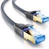 deleyCON 0,25m Cavo di Rete CAT 8 (40 Gbit/s, Nylon, 100% Rame) S/FTP PIMF - Cavo Patch Ethernet Gigabit LAN - Connettori RJ45 per CAT8 CAT7 CAT6 PoE PS5 Router PC Laptop - Nero