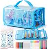 HappyGoLucky Valigetta Colori per Bambini Acquerelli Pastelli Pennarello, Regalo Bambina 3-10 Anni, Kit Disegno Colori per Bambini - Impermeabile e Facile da Pulire - Regali di Natale (Blu)